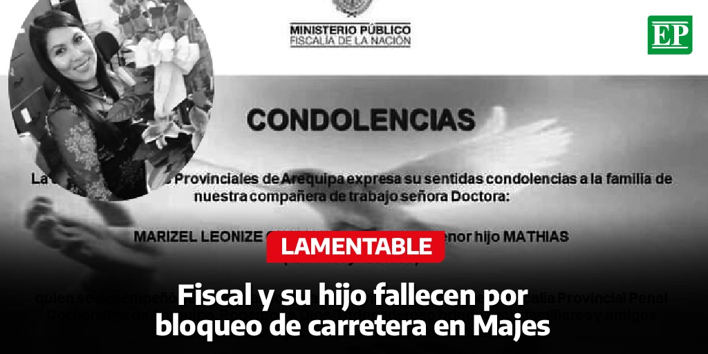 Diario_EP's tweet photo. #Arequipa | La fiscal Marizel Leonize Chamama López (38), y su menor hijo de 4 años perdieron la vida tras perder el control de su vehículo cuando impactó contra una roca en la carretera de Majes. https://t.co/QEjb5HRPjT