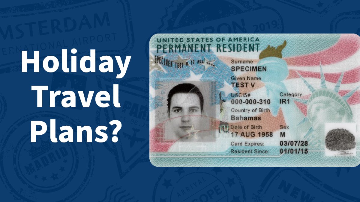 USCIS's tweet image. Hoping to travel for the holidays? Good news! If your Green Card is expiring and you filed an I-90 to replace it, the I-90 receipt notice is now valid for 24 months instead of 12 – even if the receipt notice says 12 months. Learn more here: uscis.gov/newsroom/alert…