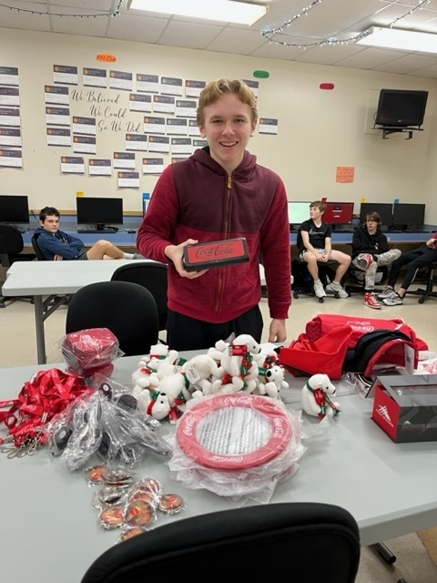 From Mrs. Mize: "In my Survey of Business class, my students were to write professional business letters to a company/brand/celebrity, etc. of their choice.  Christian was the first person to receive anything back from the letter he sent. He was so excited to receive a response!"