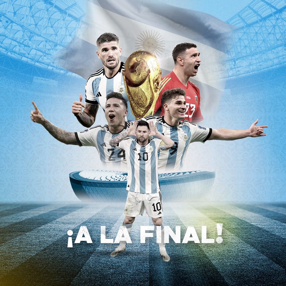 InvictosSomos's tweet photo. ¡¡ARGENTINA ESTÁ EN LA FINAL DEL MUNDIAL DE QATAR 2022!!
¡¡LA ALBICELESTE GOLEÓ A CROACIA!!
¡¡EL COMBINADO ARGENTINO VOLVIÓ A UNA FINAL DEL MUNDO!!
¡¡QUIEREN LA TERCERA Y SE DEJARÁN TODO POR ELLA!!
¡¡MESSI GUIÓ A OTRA FINAL A SU PAÍS!!
¡¡LA SCALONETA YA ES HISTORIA PURA!! https://t.co/2n9furL46J