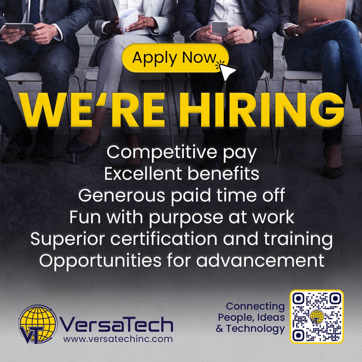 🌟 #WeAreHiring! We are looking for several key positions to fill our #jobopenings immediately. We are also accepting resumes to support us with several exciting new #projects at #VersaTech starting in 2023.  Check us out on the web versatechinc.com