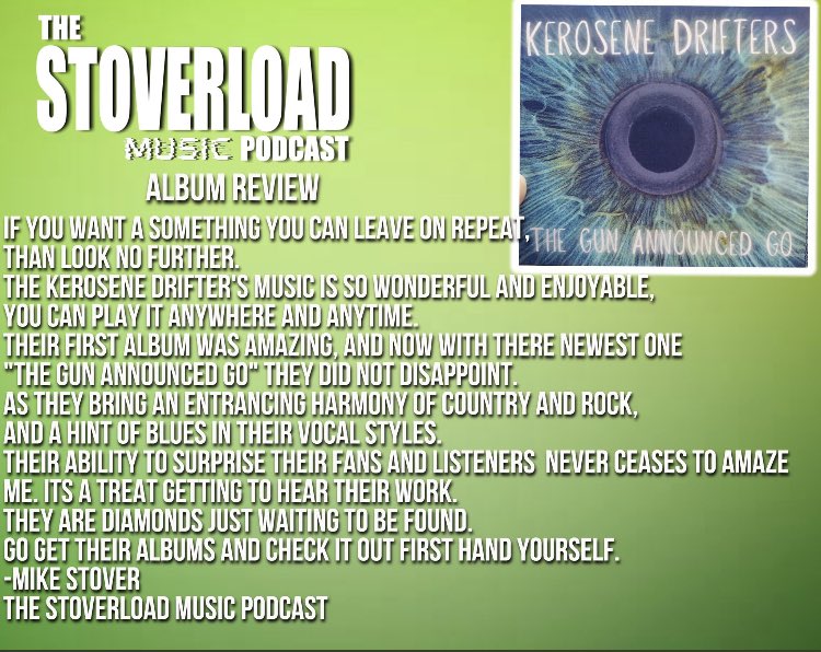 Here’s a review of our new album “The Gun Announced Go” by music lover and Podcaster @MStoverload . Check out his podcast wherever you get your podcasts and follow him on Twitter. #kerosenedrifters #drifterrock #thegunannouncedgo