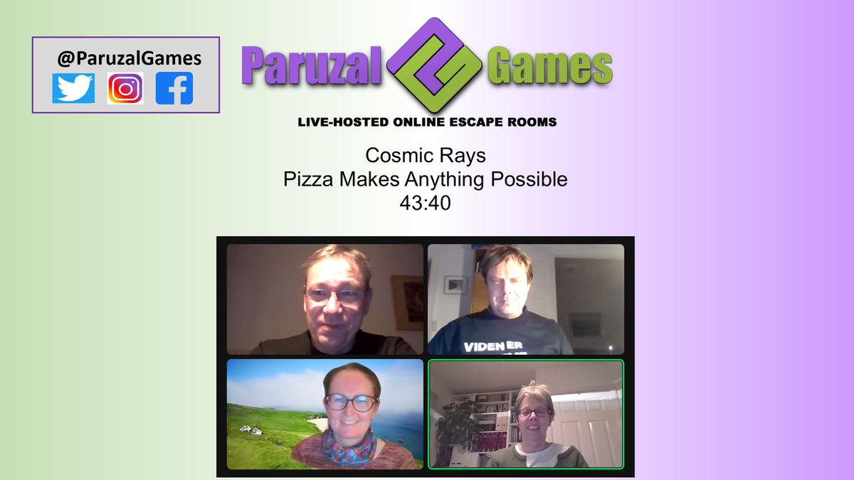 The Cosmic Rays got the pizzeria open with time to spare, way to go!
#EscapeRoom
#EscapeGame
#FamilyFun
#TeamWorkFromHome
#TeamBuilding
#PlayAtHome
#RemoteDateNight
#DifferentEntertainment
#ParuzalGames