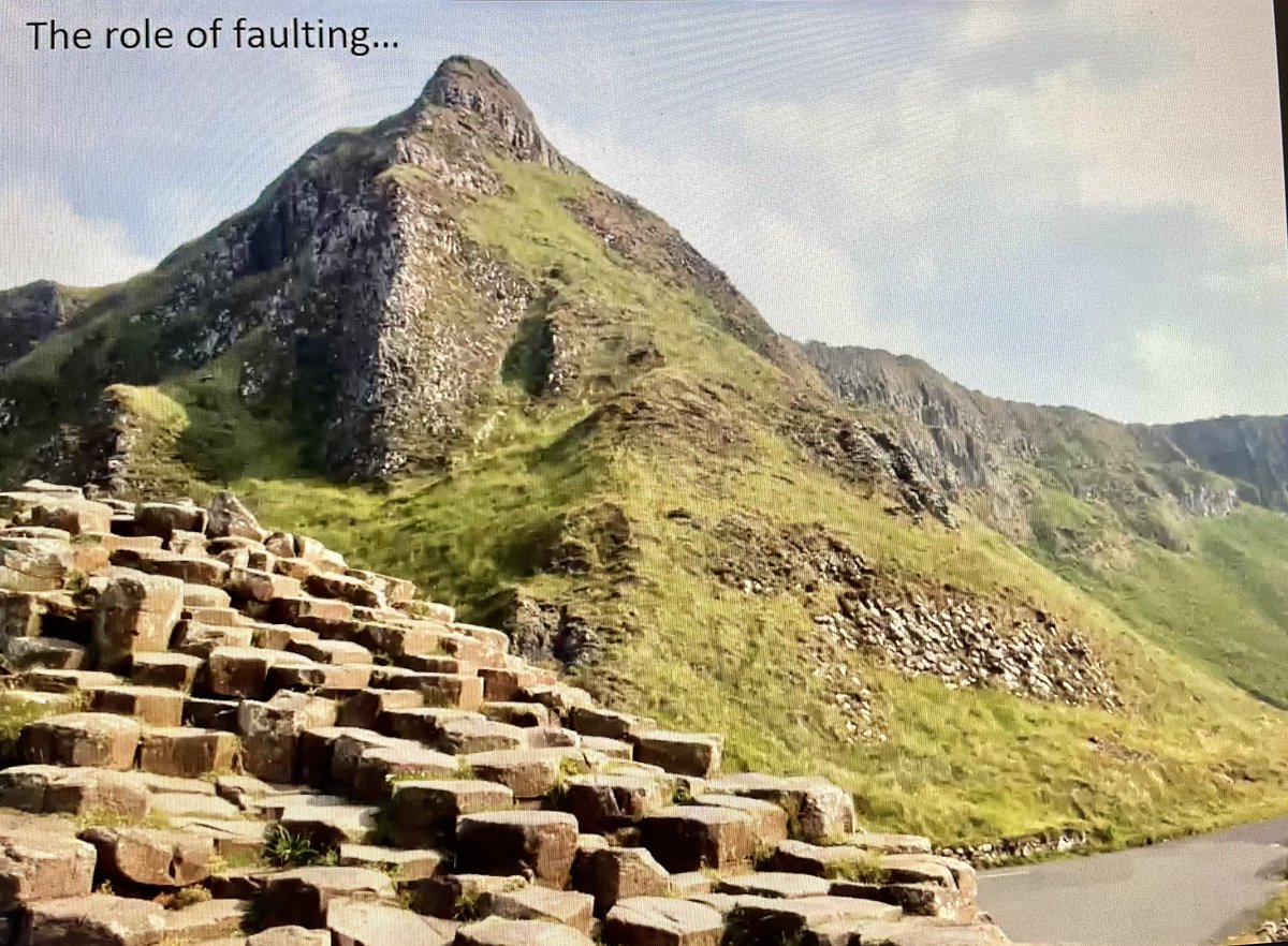 geol_soc's tweet photo. Very interesting range of images and evidence for the new theory on how the Causeway formed from Dr Mike Simms. These columns are thought to have firmed more rapidly due to subsidence creating a valley rather than erosion. @UlsterMuseum @Belfastnfc https://t.co/QtvzPVVMh5