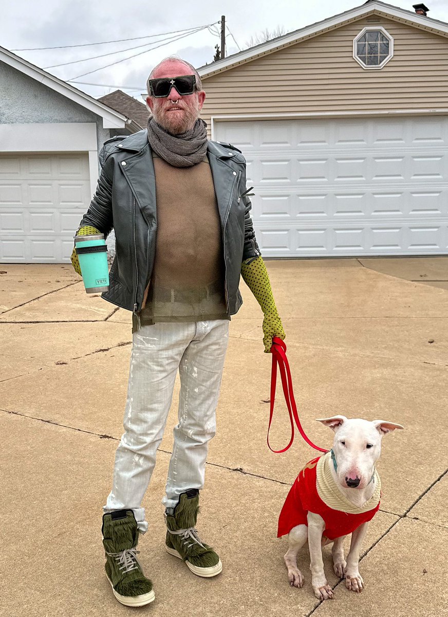 ml_hades's tweet photo. The closer to the river, the windier, so we came home. #CarlWHerrmann custom mink lined motorcycle jacket #Westbrook shirt #KrisVanAsche for #DiorHomme jeans #RickOwens Grinch Green Geobaskets #Deepti .925 silver scarf #PalomaSpain tulle gloves #LouisVuitton “Cyclone” sunglasses https://t.co/NKmsBDMx1a