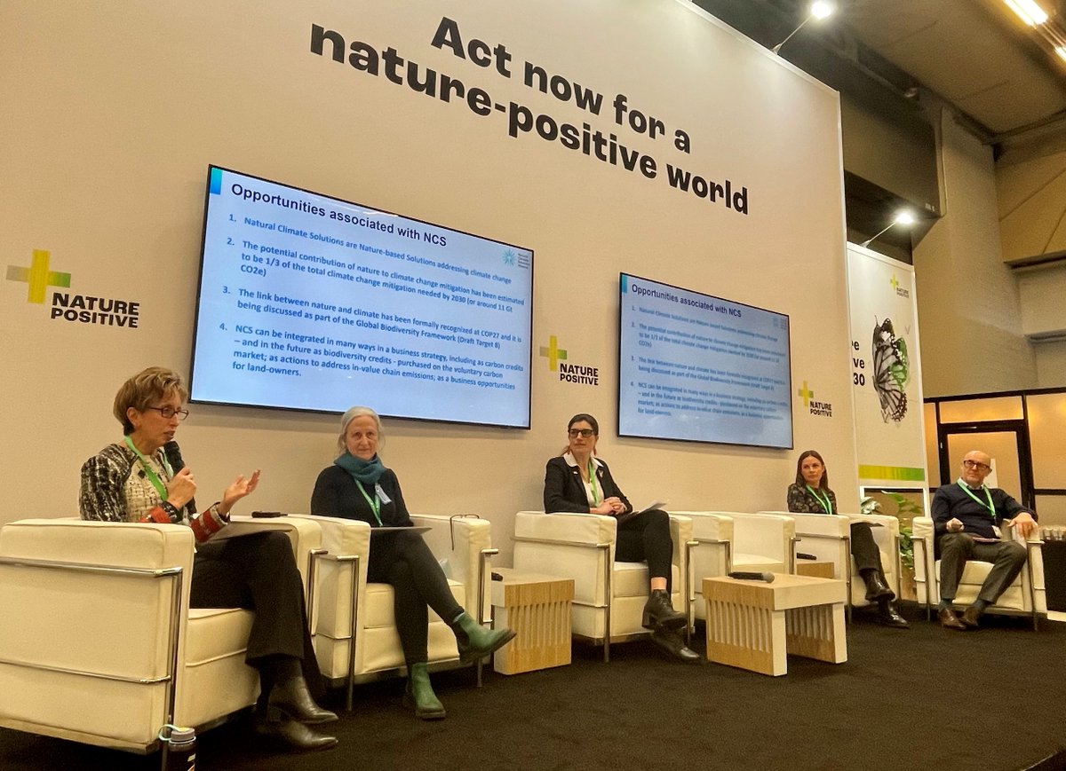 DianeBHoldorf's tweet photo. Discussion at #COP15 on progress to ensure high quality #NaturalClimateSolutions which benefit #nature #climate &amp; #people. Private finance key to de-risk investments into restoration &amp; conservation. #NCSAlliance @wbcsd @wef https://t.co/Fqk4novUXS