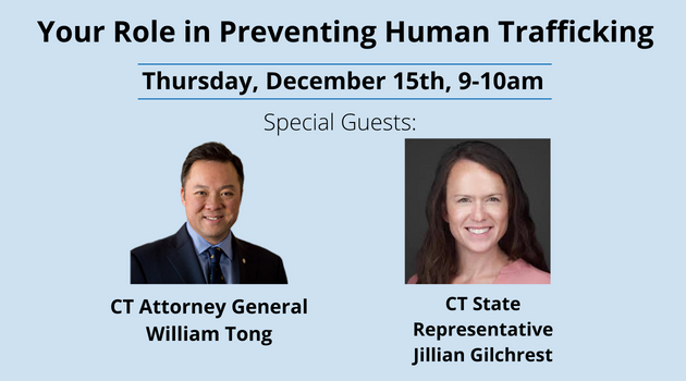 AHLAFoundation's tweet photo. Join the AHLA Foundation along with other industry partners for a free anti-human trafficking training program Thu, Dec 15th, 9-10am with special guests CT @AGWilliamTong and CT State Rep. @JillianG_CT. Register here: https://t.co/VvLqyhyDRA https://t.co/16LDoVwr4q