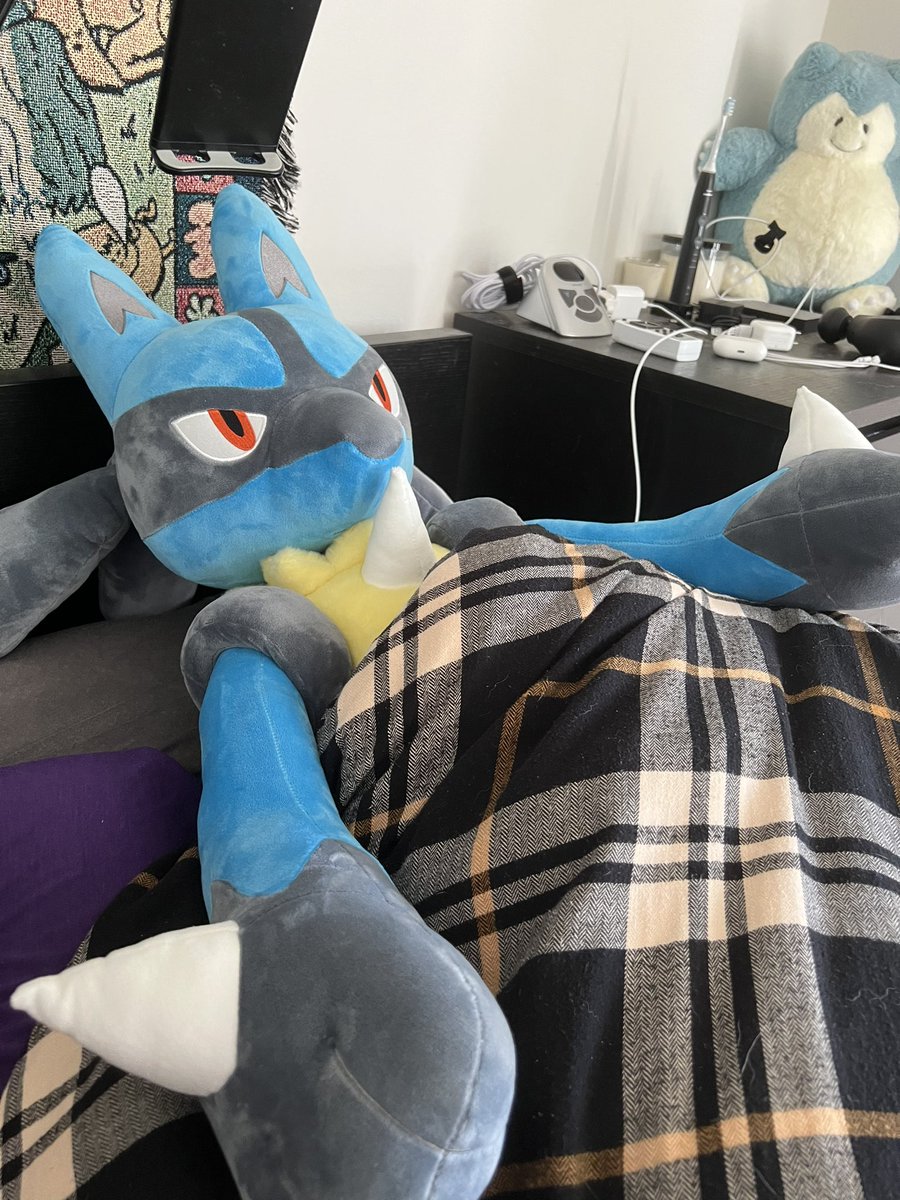 _thistleclaw's tweet image. where’s the streams!!! It’s been ages!!! WELL guess who got majorly sick? 
👉🏽👉🏽🐉👈🏽👈🏽
Hopefully I’ll be back on my feets soon. But look at my new bed buddy while I recover.
Remember to mask up and stay in while you’re sick!