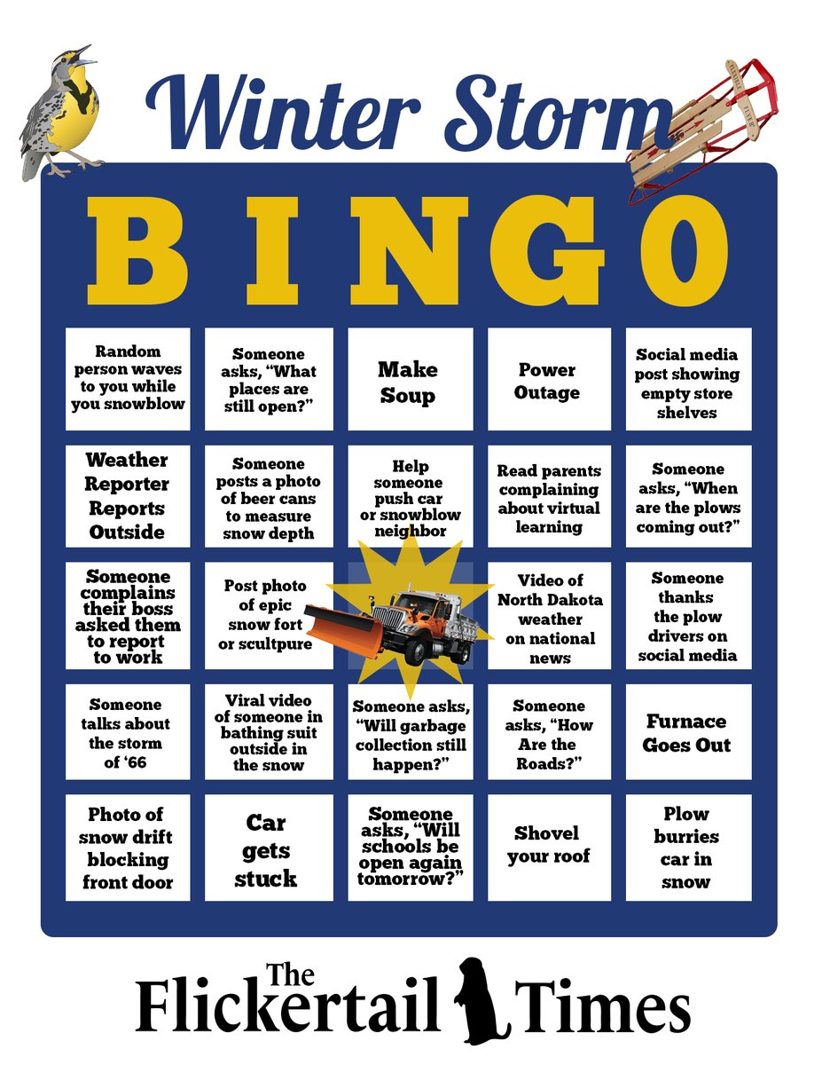 flickertailtime's tweet image. Since we're not going anywhere...North Dakota Winter Storm Bingo is HERE!