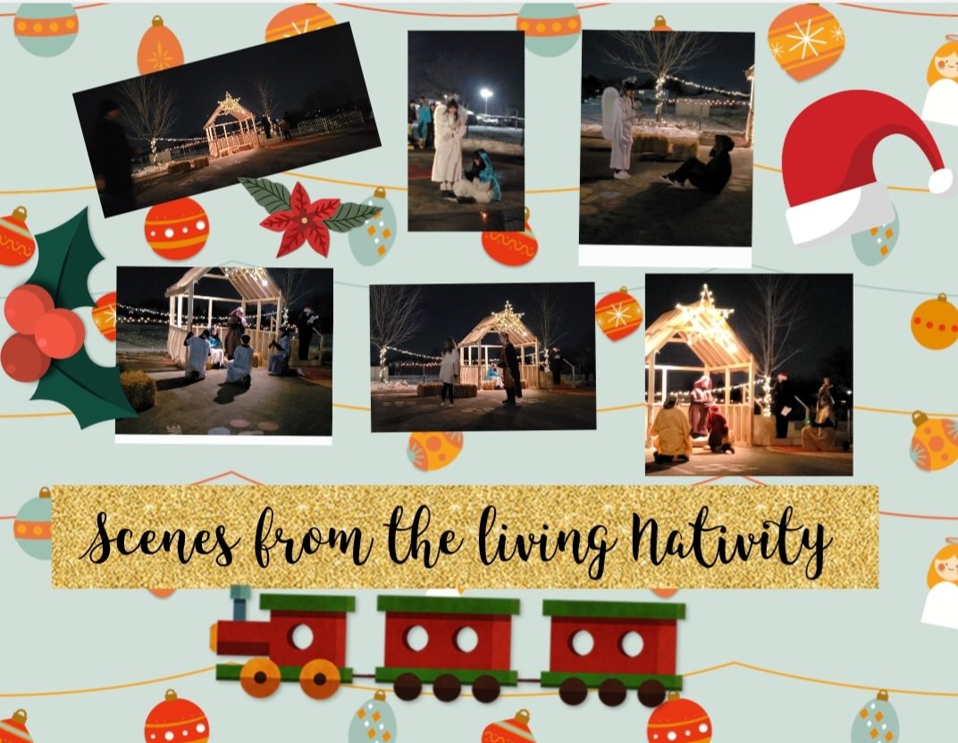 On a chilly nite, students braved the cold to tell the story of  Jesus's birth. Excellent job!