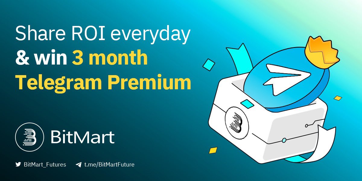BitMart_Futures's tweet photo. Share your "ROI" daily to win $USDT &amp; 3 months Telegram Premium 

✅Follow @BitMart_Futures
✅Like,RT &amp; Tag 3 friends
✅Trade &amp; share your ROI daily to https://t.co/NwTKIEewNa

🏆 1 x winner 3 months #Telegram premium
🏆 4 x winners up $20 trading bonus each
#giveaway #crypto https://t.co/Y5TAvYTaHL