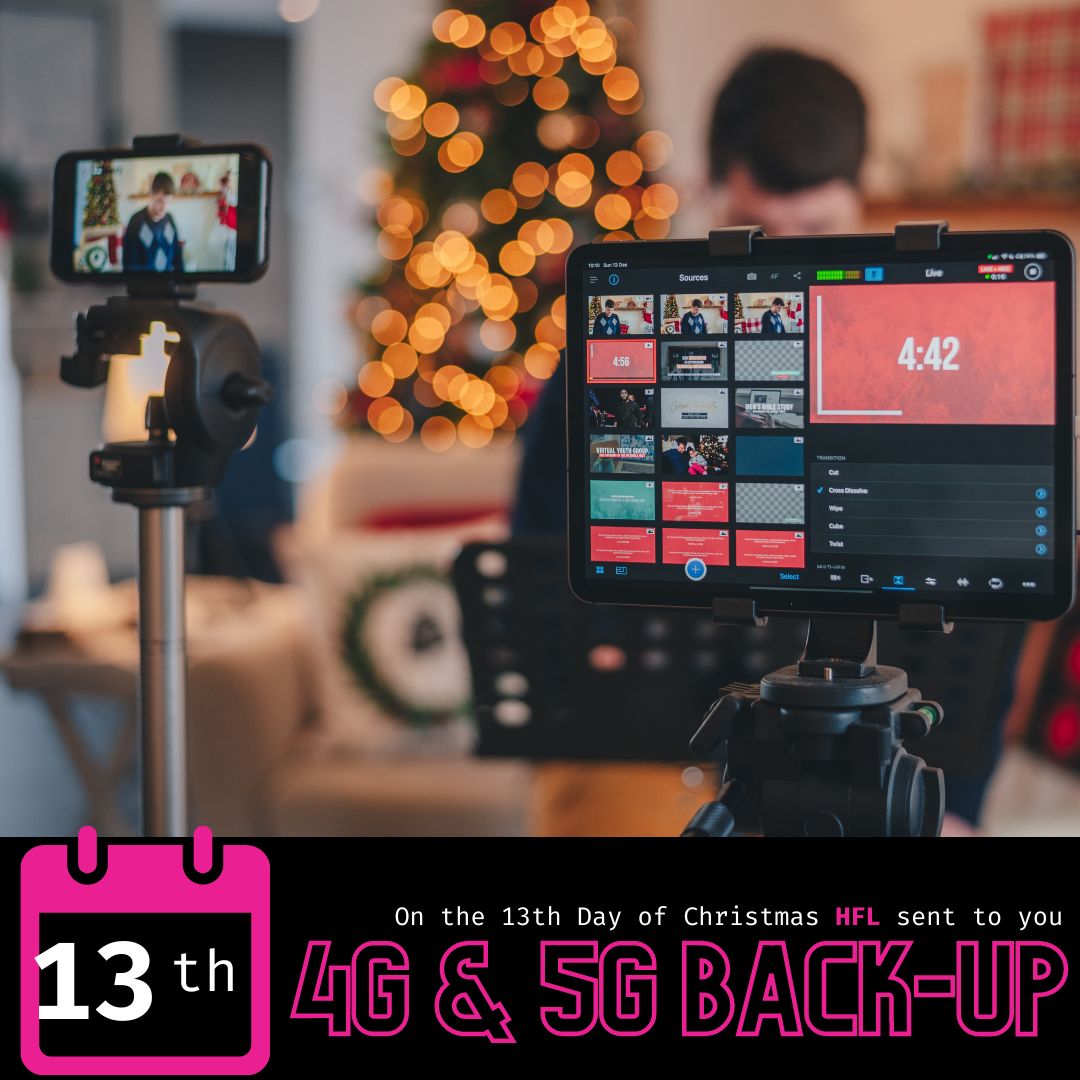 On the 13th day of Christmas HFL sent to you 4G &amp; 5G BACK UP.
.
A 4G and 5G back-up is an internet access failover system that activates in the event that your main internet access goes down. HFL can configure your internet connection to give you the connection reassurance your b