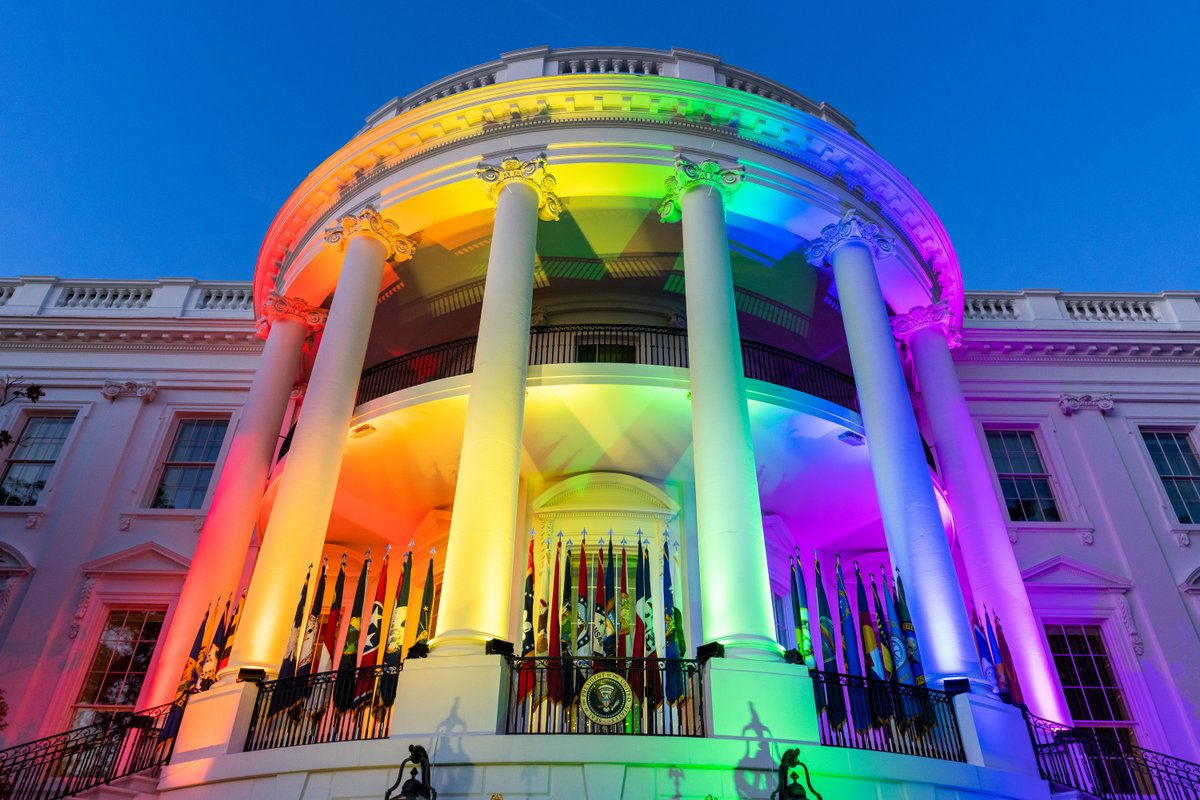 The White House is lit up rainbow tonight in celebration of President Biden signing the Respect for Marriage Act.