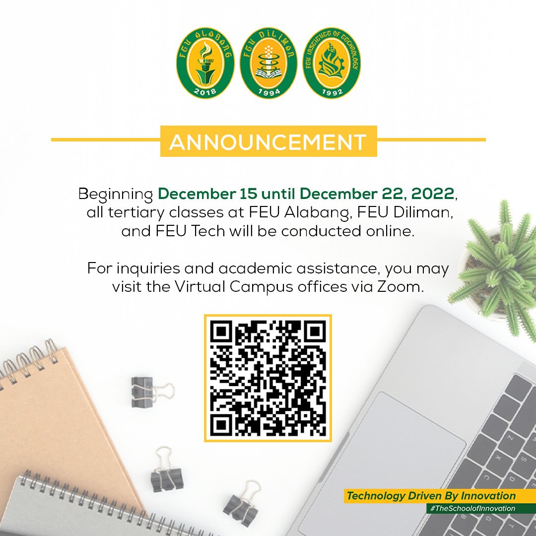 FEU Alabang on Twitter "ANNOUNCEMENT Beginning December 15 until