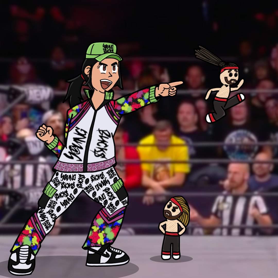 TheNidgy's tweet photo. Yarn Trainer @ShiningPolaris wants to battle...
Yarn Nick may have an issue with that..
If you don't already, follow the @YoungBucks_AEW for more Yarn antics! https://t.co/y2FTpAAVTv