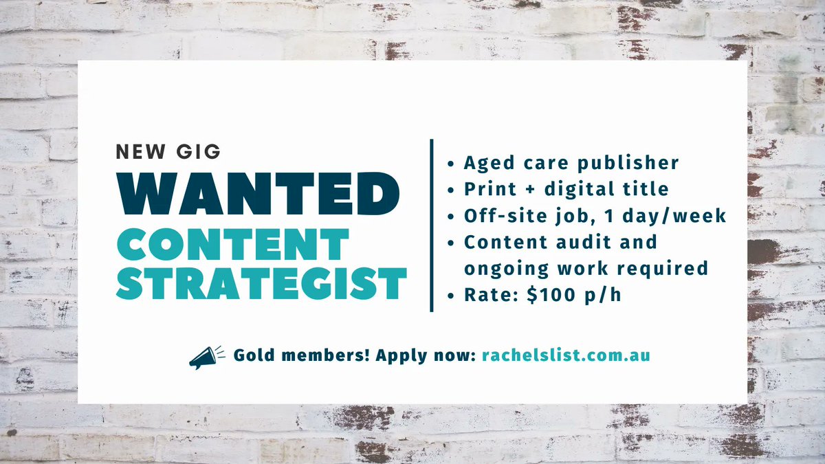 RachelsList's tweet image. RE-POST: Freelance content strategist wanted for print / digital publisher, to conduct a content audit and work 1 x day per week to implement (OFF-SITE) buff.ly/3YdUSus #contentjob #contentstrategywork