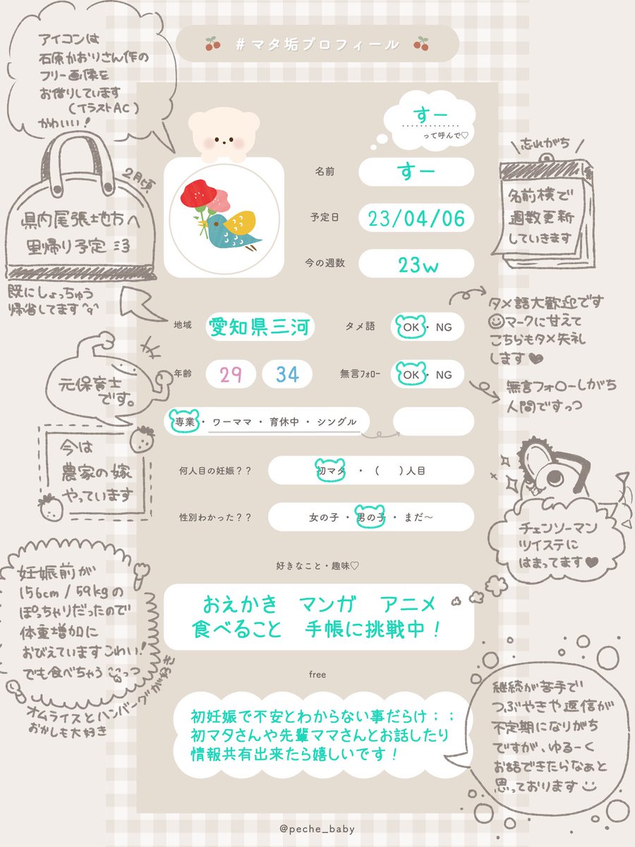 マタ垢プロフィールカード