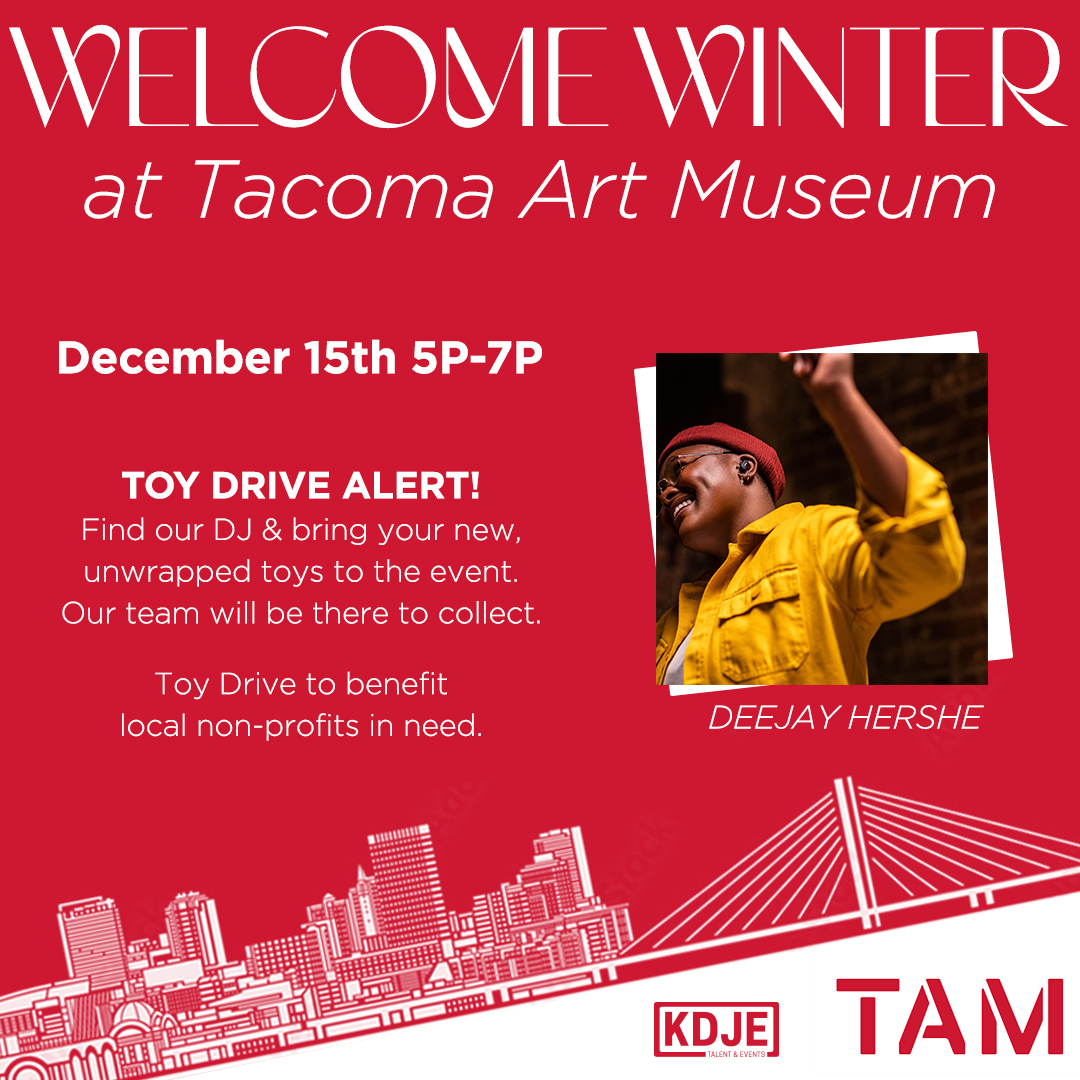 We are ready to welcome Winter with Deejay Hershe and Neighborhood Nights at Tacoma Art Museum! Please join us for this FREE neighborhood night with a live DJ, mosaic workshop with Tina Moreschi, and a Toy Drive—a true Night at the Museum! ▶️ tacomaartmuseum.info/3uNTxwU