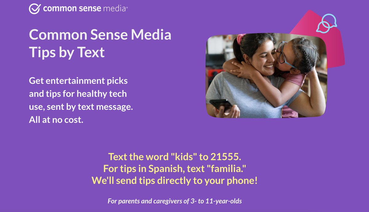 CommonSenseEd's tweet photo. Together, we're creating a positive culture of digital learning at school and home. 🏠 Let us help you partner with families to support healthy tech habits! Text the word "kids" to 21555 to join today - FREE tips by text! 🤳 #TipsByText #FamilyEngagement https://t.co/nOeTXhIXP1