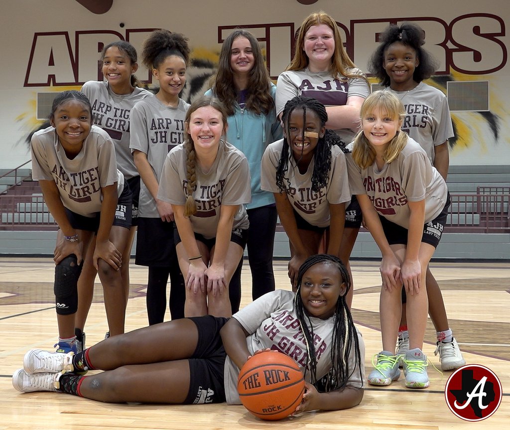 ArpISD's tweet photo. Arp Jr. High Ladies ROAR!
How about a sweep of #BattleFor838 Rival West Rusk by our @Arp_JH🏀 Lady Tigers Tuesday in New London.
7A took down the Lady Raiders 36-21. Hey! They're UNDEFEATED! at 7-0 so far!
8A edged past them 15-12 to win their 3rd game in a row.
#TPND #EATT https://t.co/IdiExLrvQ8