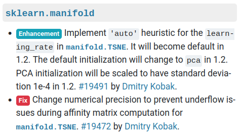 In <a href="/scikit_learn/">scikit-learn</a> 1.2 (just out!), manifold.TSNE adopts modern parameter defaults, including O(n) learning rate and PCA init (as argued by <a href="/GCLinderman/">George C. Linderman</a>, <a href="/Anna_C_Belkina/">Anna Belkina</a>, <a href="/pavlinpolicar/">Pavlin Poličar</a>, @CellTypist, myself, and others).

BTW, that crazy bug 🐞 fix in 1.0 deserves a thread! [1/n]