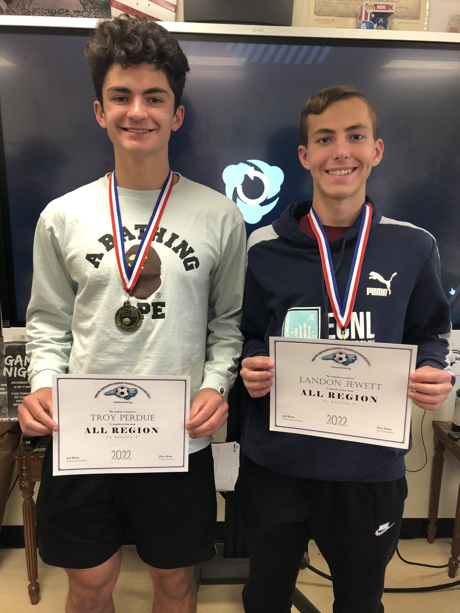 Congrats to our “All Conference &amp; All Region” Troy Perdue &amp; Landon Jewett. <a href="/prhs_athletics/">Porter Ridge Athletics</a> <a href="/PorterRidgeHSNC/">Porter Ridge High School</a> WeRPR ⚽️🏴‍☠️