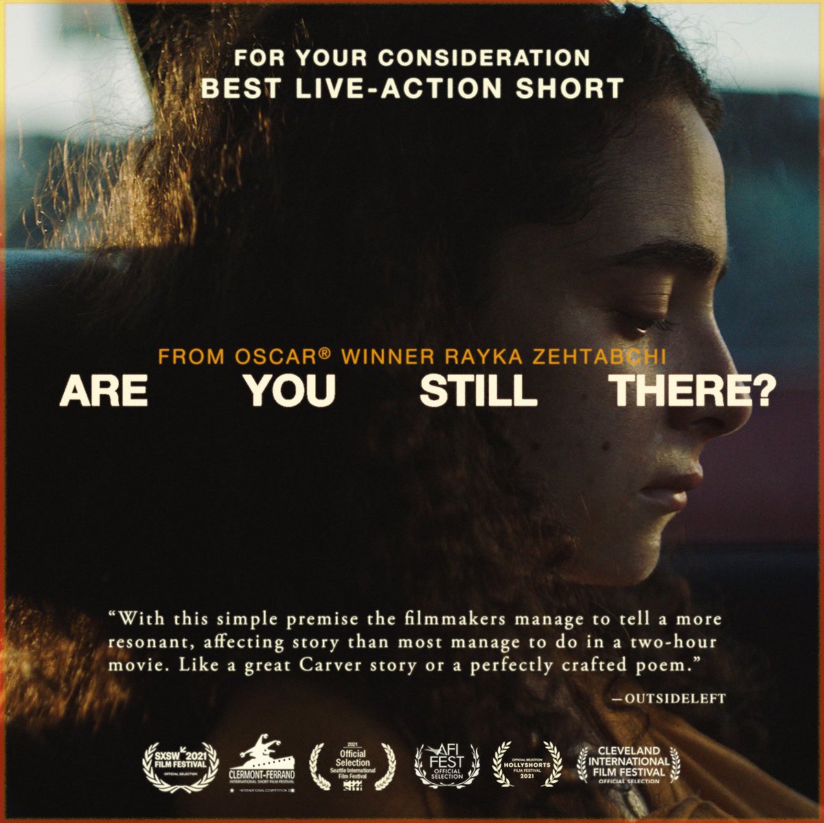 #FYC #shortliveaction #hsffalumni 
<a href="/rayning/">Rayka Zehtabchi</a> <a href="/samdavisdp/">Sam Davis</a> <a href="/reefoldberg/">reef</a> <a href="/joshuajasonpr/">Joshua Jason</a> <a href="/rima_ya_adira/">rima haddad 🇱🇧🇺🇲</a>