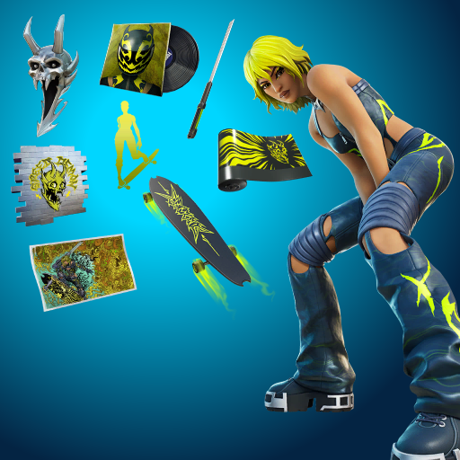 FN_Assist's tweet photo. Hana will have her own music pack in the Downhill Demon bundle and sold separately but it currently doesn't exist, just the image. It seems like this might mean the set will not release until the next update. #Fortnite https://t.co/0BYPV6ROBy