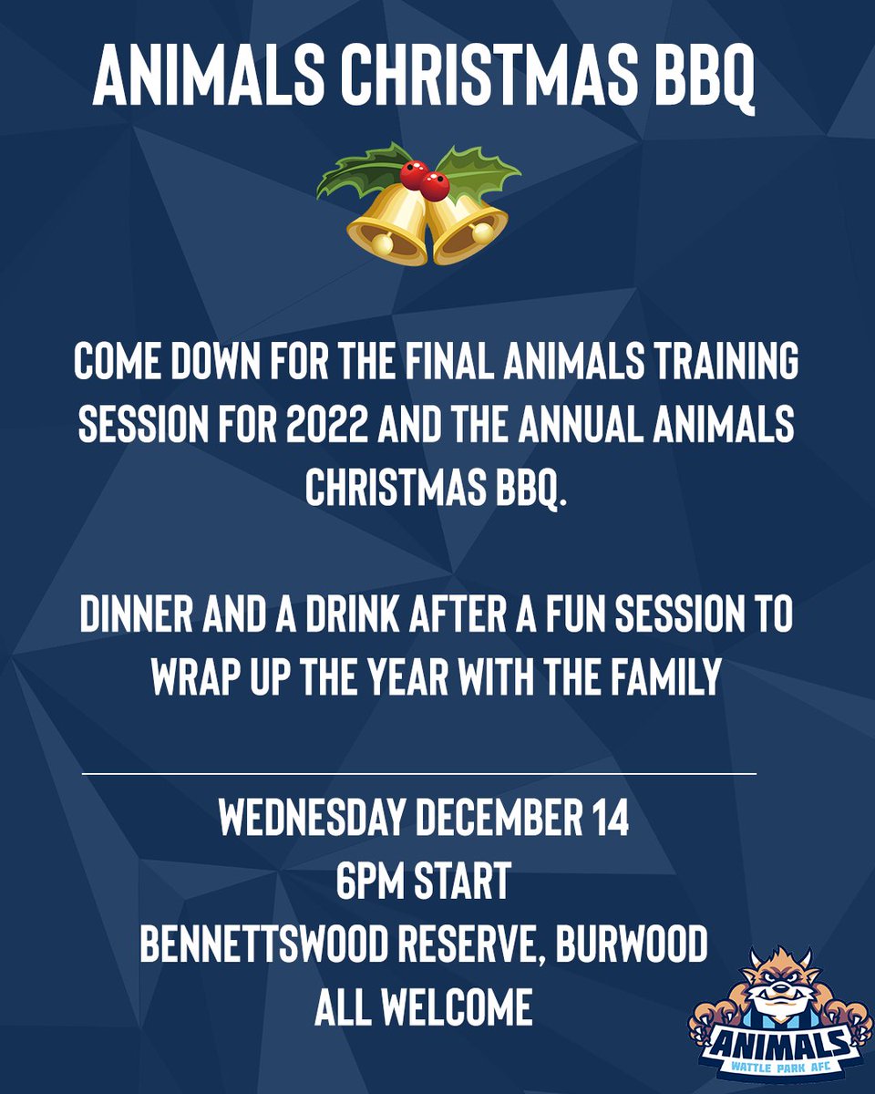 WattleParkAFC's tweet image. Dr Mac says get to training, and then get to the bbq!

#AnimalsFooty