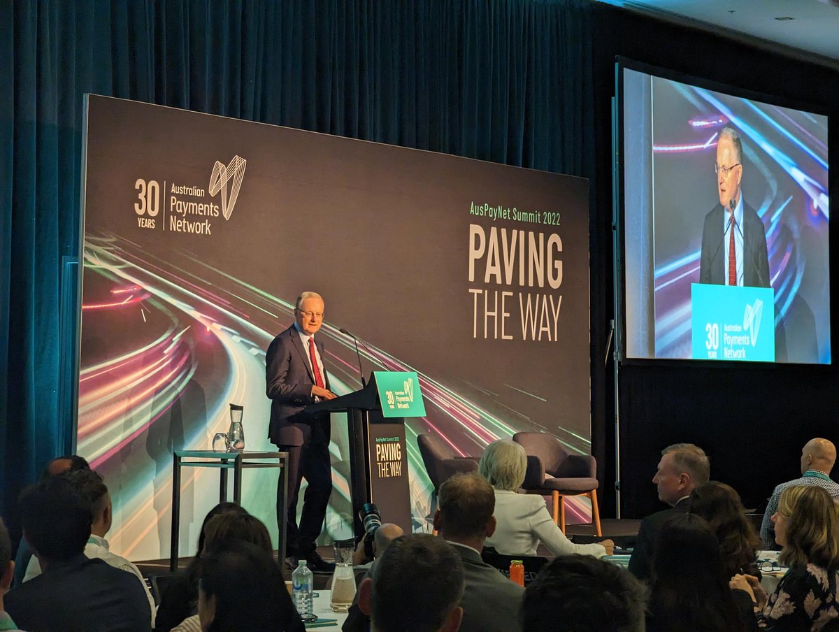 AusPayNet's tweet photo. The @RBAInfo’s Governor Philip Lowe’s #AusPayNetSummit22 keynote address is underway. 

The Governor is sharing an insightful presentation on the Reserve Bank’s vision for an efficient, competitive and safe payments system. 

#PavingtheWay #Payments https://t.co/5ZW62JmyB9