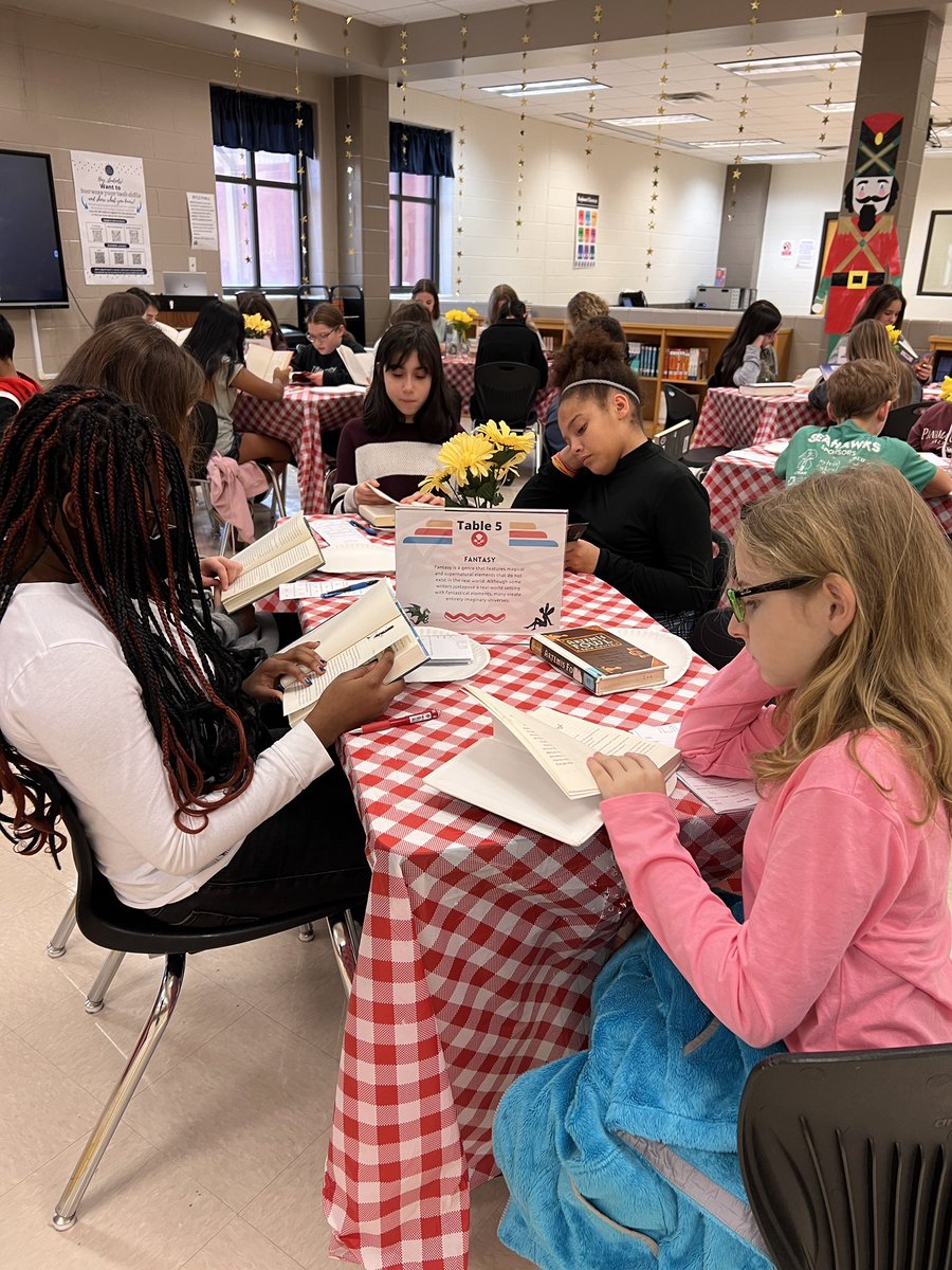 Book Tasting Success in the Media Center. (None of the books were harmed during the lesson. 😊) Students determined their favorite genres and checked out books. Thank you <a href="/Mrs_Shlyakhetko/">Madison Shlyakhetko</a>  for sharing your awesome students. <a href="/CcsdMedia/">MediaCCSD</a> <a href="/MillCreekCCSD/">Mill Creek Middle School</a>