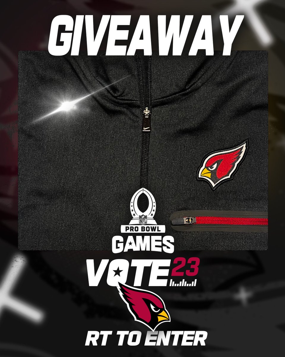 AZCardinals's tweet photo. Zipped Up 🤐

RT and Reply with "Your Favorite Cardinals Player + #ProBowlVote " for your chance to win this quarter zip! https://t.co/N9gGpswYTe