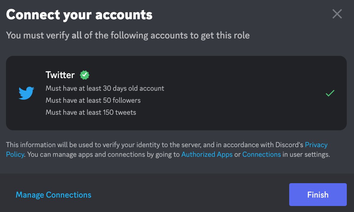 NicolesBooks1's tweet photo. We’ve added Linked Roles for our members on Discord who have a valid Twitter account, as long as your account meets our requirements then you can claim your role on Discord. https://t.co/MvMlQcaqeg