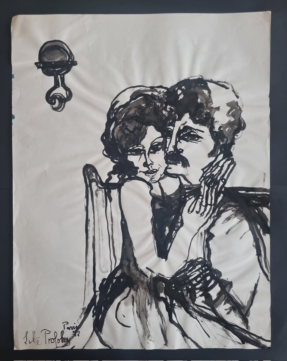 Painting from 1972 by Lotte Profohs created in Paris. 
#femaleartist #art #Paris #couple #realart