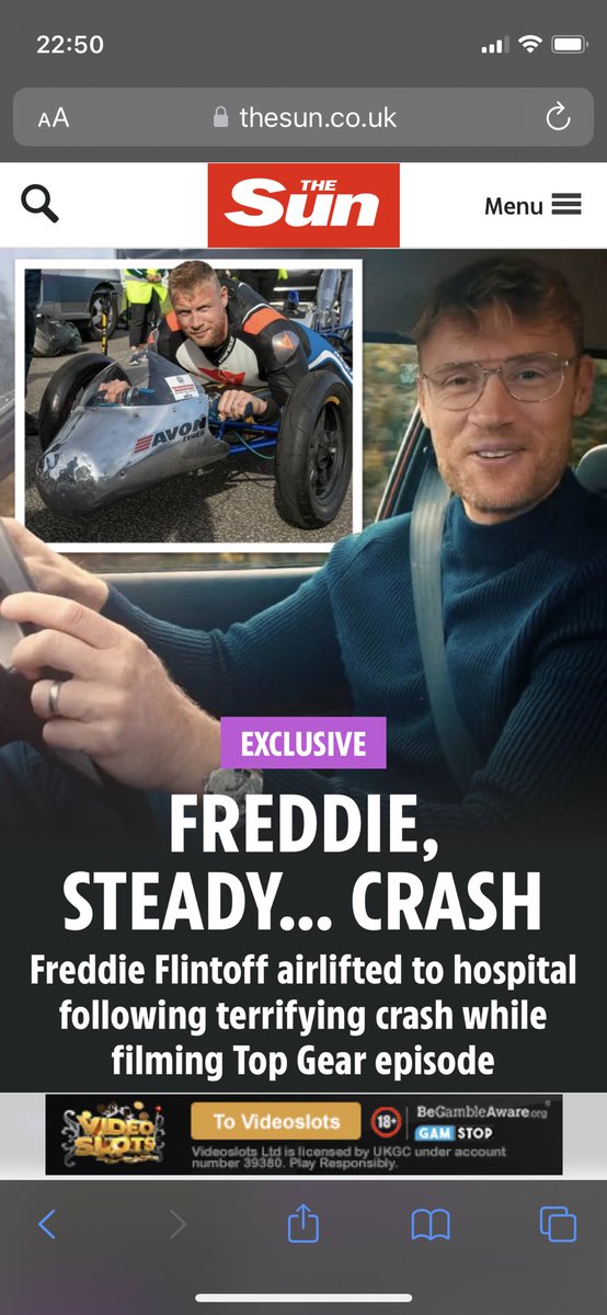 Yes, that’s right, <a href="/TheSun/">The Sun</a> are leading their online coverage with a headline that pokes fun at a serious crash that resulted in Freddie Flintoff being airlifted to hospital.

A despicable organisation that should’ve been liquidated years ago.
