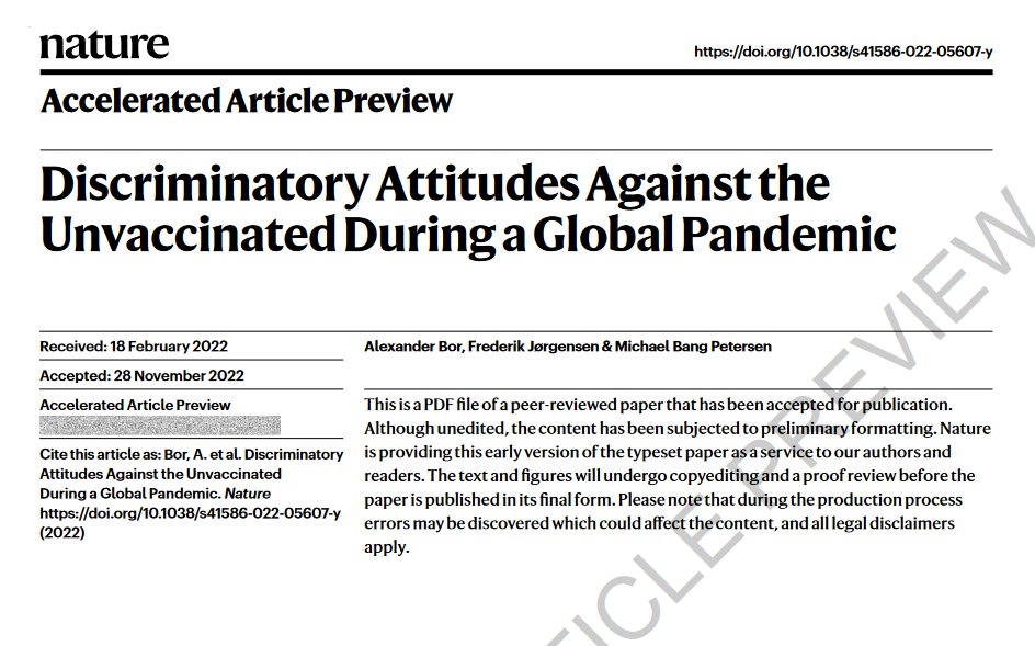 cosminDZS's tweet photo. A Dec. 8 peer-reviewed study published in @Nature found that vaccinated people "express discriminatory attitudes towards the unvaccinated" akin to racism towards "immigrant and minority populations." 

https://t.co/f9LIJwmxJ5 https://t.co/rP2dicnIfZ