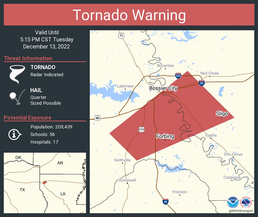 NWS Tornado on Twitter "Tornado Warning continues for Bossier City LA