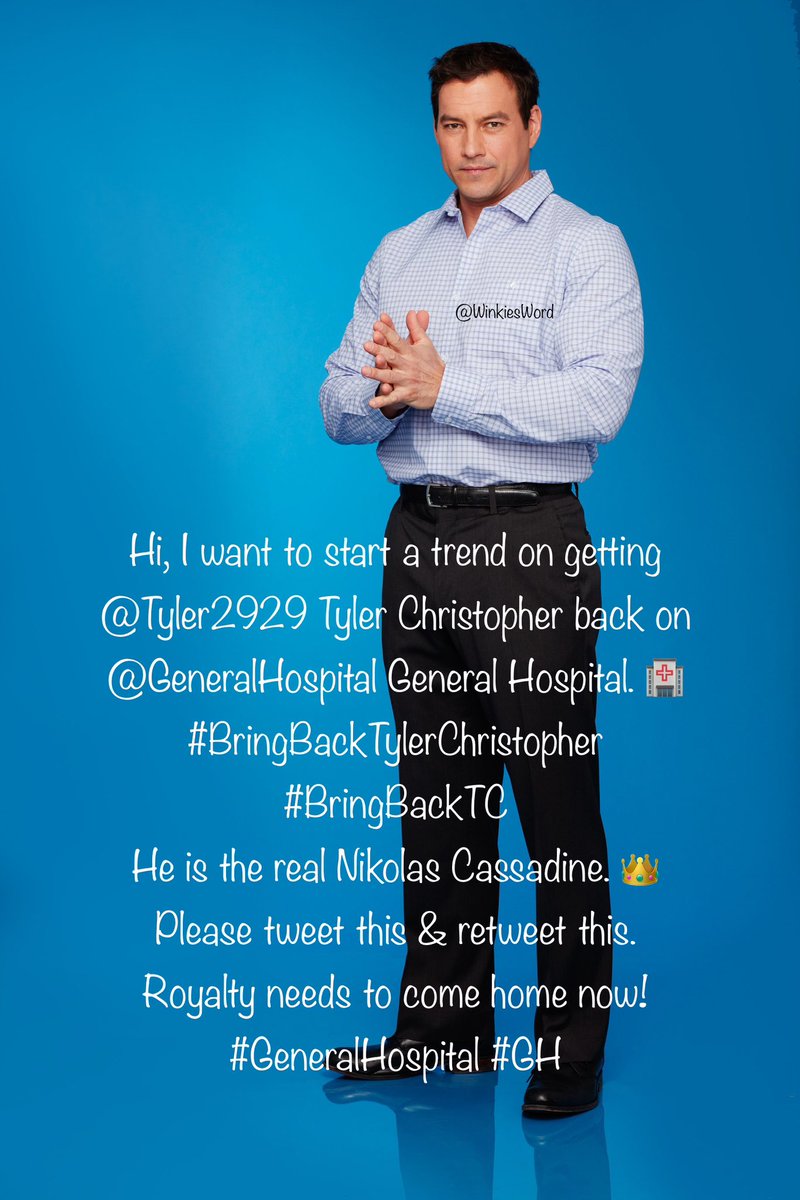 <a href="/TheBinMasterPt2/">Salem University Hospital Lab Tech</a> Tyler Christopher is an Emmy winning actor who has been sober for the past few years. Has a therapist on call who’s helping him in every aspect of his life. The majority of us want Tyler back &amp; he has been back working without any issues.
#BringBackTylerChristopher
#BringBackTC