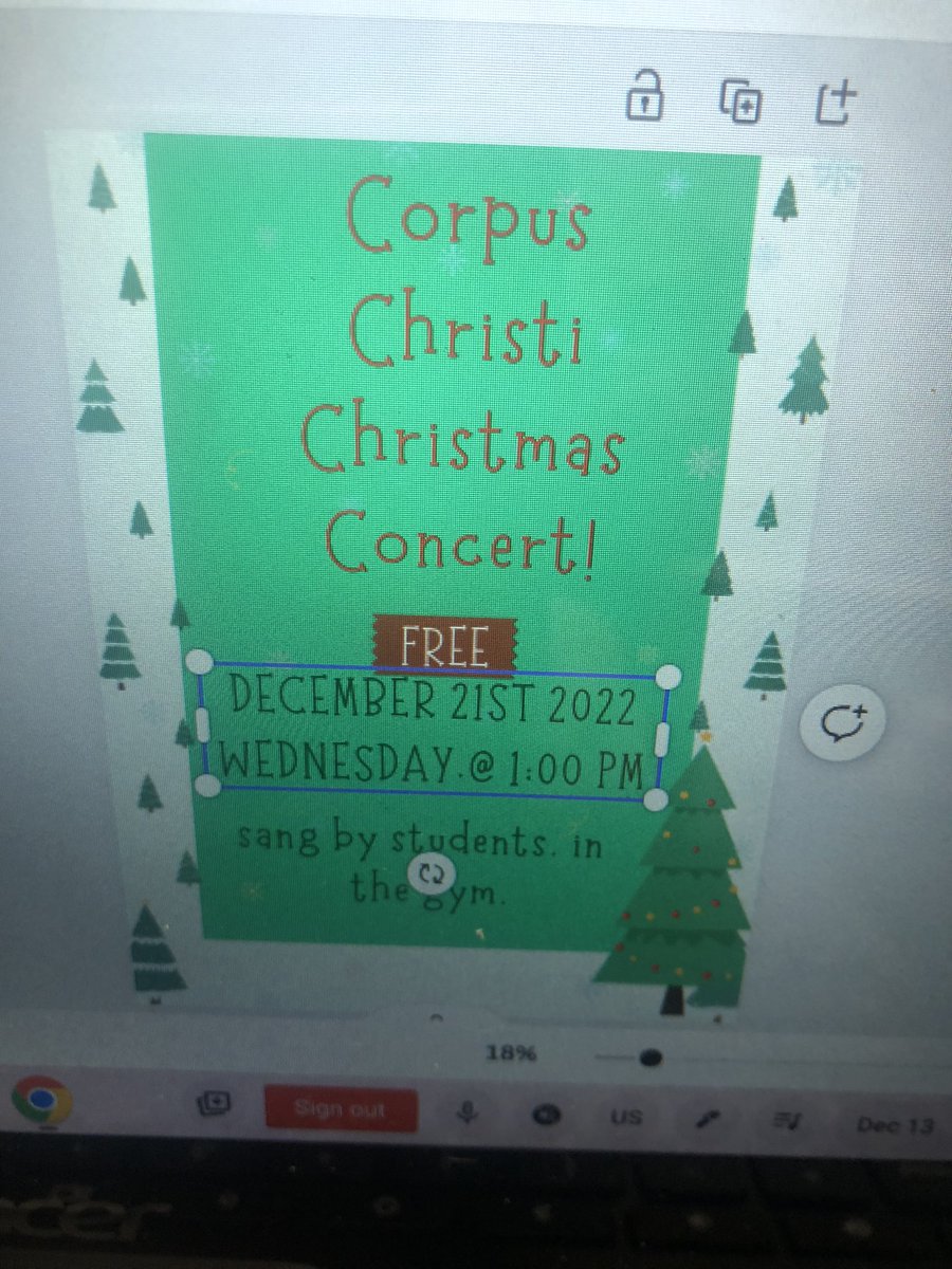 Mr.MacDonell taught the Ss how to use ‘Canva’ to create a Christmas Concert poster for our school. The students are so proud of their work!!! #leveragingdigital #medialiteracy #technology @OttCatholicSB #OcsbDL @ParentsCorpus @CorpusOCSB @canva @MrMacDonellOCSB