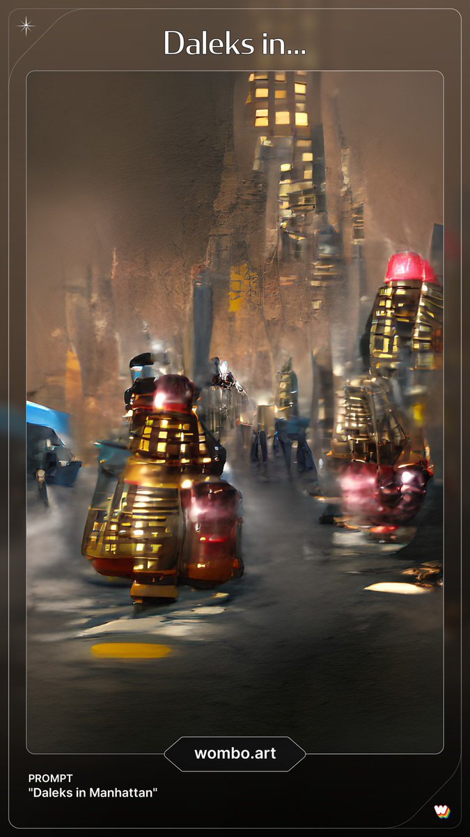 DoctorWhoAIArt's tweet photo. 308: Daleks in Manhattan/ Evolution of the Daleks 

#DoctorWho #AIArt https://t.co/W4Ky74NdKJ