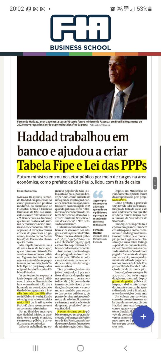" A gente precisa superar a ideia de que tudo ou é público ou é privado. O mundo não funciona mais assim", afirma <a href="/Haddad_Fernando/">Fernando Haddad</a>. Mais na reportagem da Folha. shre.ink/18lX