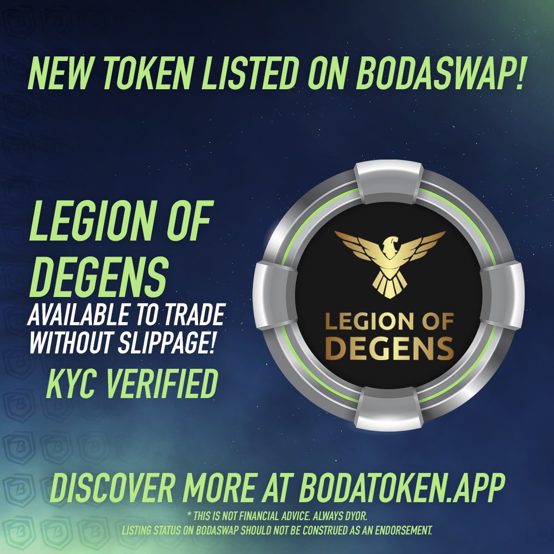 degenbearNFTs's tweet photo. We are live on @BodaToken Boda Swap and KYCd (again). Come and get some. 

https://t.co/7O8UDmhP6W https://t.co/ElRZdnmfxk