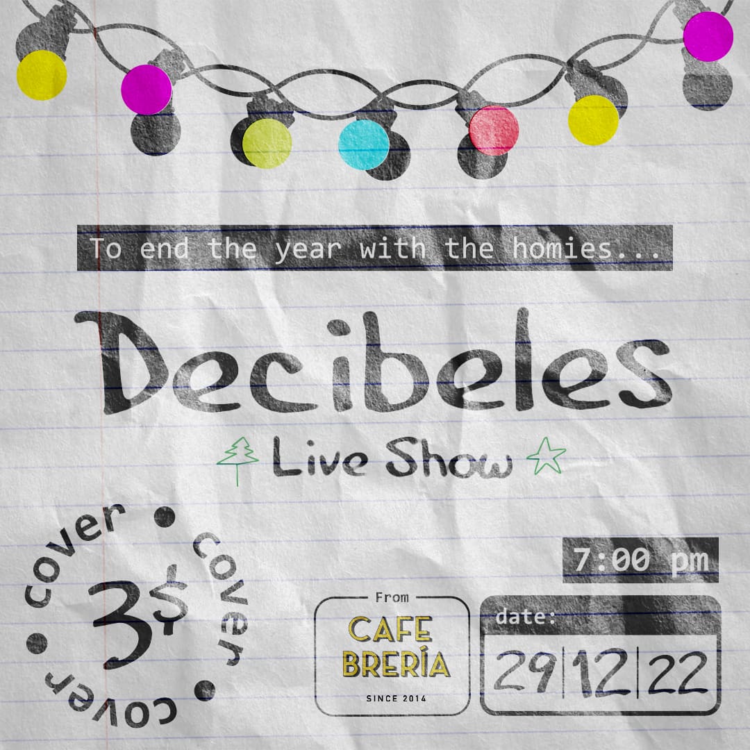 29 de diciembre cerramos el año en la cafebrería, gracias a todos por haber estado en éste 2022:) 

Entradas ya a la venta en las instalaciones o a su dm <3