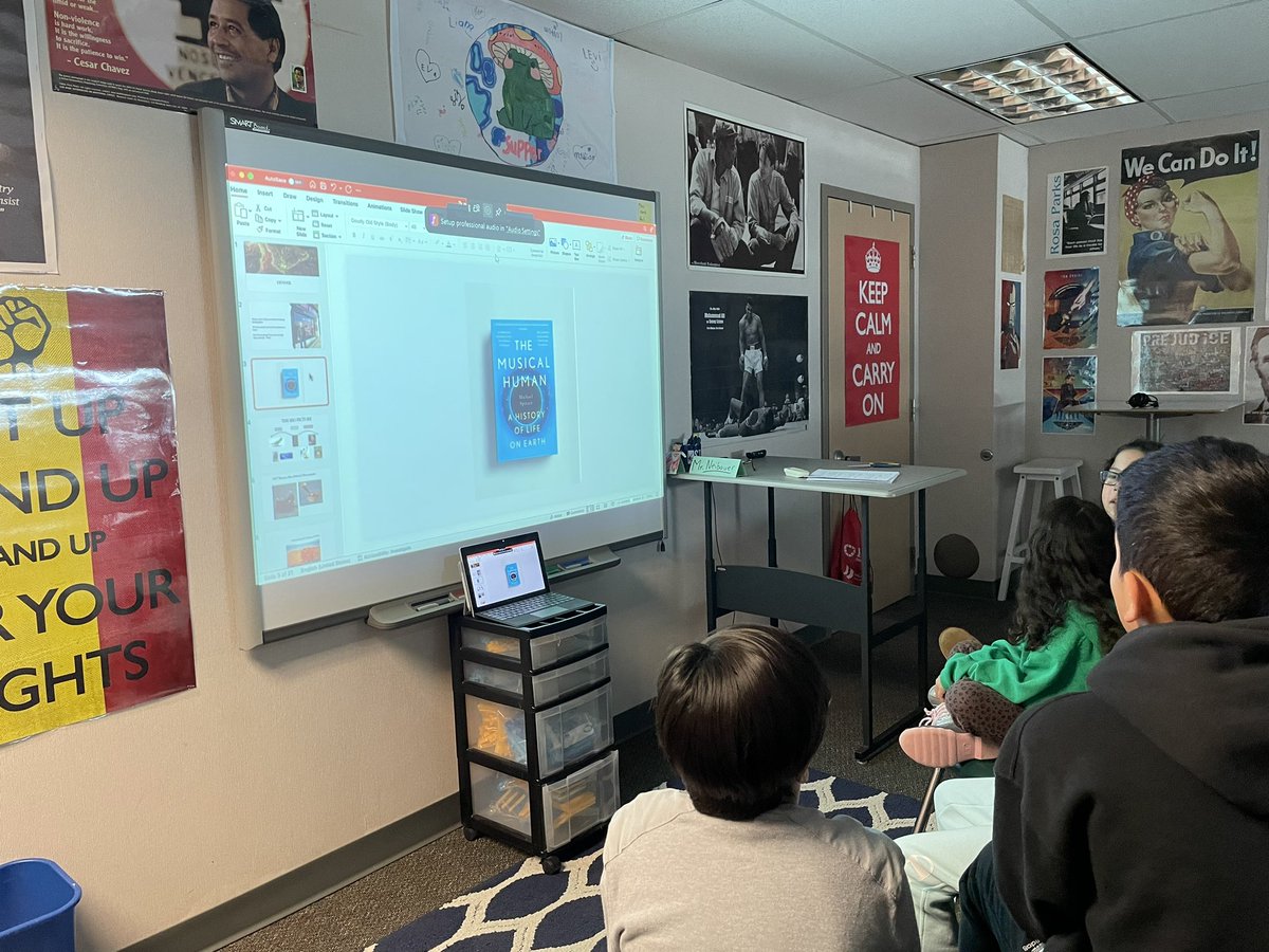 MrNeibauer's tweet photo. Thank you @MichaelSpitze20 for taking time to chat with my students in our #NowSpinning #AfterSchoolClub!
We learned about the evolution of music in humans and how music has always been an essential part of being human. #TheMusicalHuman https://t.co/W74MI4xSUP