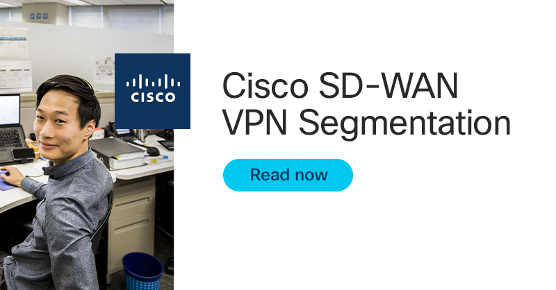 Learn how to simplify VPN network segmentation across the WAN using Cisco SD-WAN in this new Knowledge Article from the Cisco Validated Framework (CVF) Operations Team. 

Read now on the #Cisco Learning Network: cs.co/60183GyDO

#CiscoCert #SDWAN
