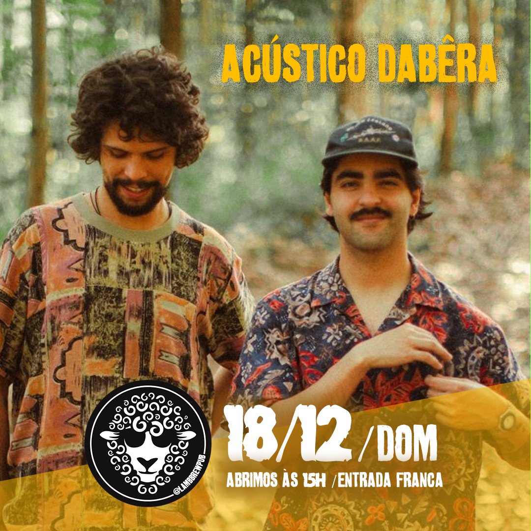 LambBrewpub's tweet photo. Domingão 18/12 tem sonzeira no nosso jardim com os amigos do projeto Dabêra

Abrimos as torneiras as 15hrs!! 🍻

Show começa por volta das 18:30hrs!!!

ENTRADA FREE!!!!

#lambbrewpub #crafbeer https://t.co/jOZZryQsA4