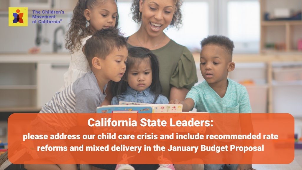Robust #childcare & #earlylearning are an integral part of a thriving California. Child care workers need #ratereform.

Sign this letter to our state leaders today➡ bit.ly/3twZZrD 

#ProKidCA #TheChildrensMovement #RaiseTheRates4ChildCare #RaisetheRates #CAPol #CALeg