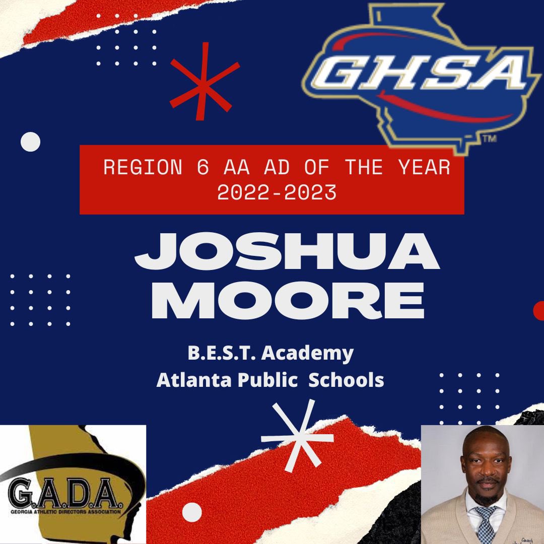 Congratulations to AD Joshua Moore of <a href="/APSBESTACADEMY/">BEST Academy at The Thomas W Dortch Jr Institute</a> for being selected as the Region 6-AA AD of the year!! Well-deserved!! <a href="/apsupdate/">ATL Public Schools</a> @1APS_Athletics <a href="/OfficialGHSA/">GHSA</a> <a href="/DrLisaHerring/">Dr. Lisa N. Herring</a> <a href="/GADACOACHES/">GADA</a>