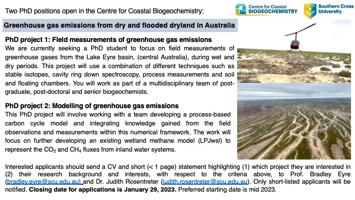 PhD project alert 🚨 Two new PhD positions open. Come and work with us on greenhouse gas emissions from dry and flooded dryland in Australia.
Details 👉scu.edu.au/graduate-schoo…

#PhDposition #PhDjobs #FindaPhD #STEM