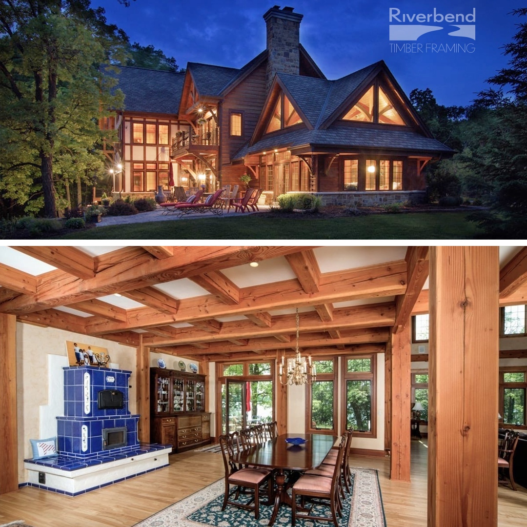RiverbendTF's tweet photo. Inspired by trips through Europe, the owners of this home built lake-side on property that has been in their family for generations.  See more photos of this one-of-a-kind house https://t.co/l0EBV3d5MC

#traditionaltimberframing
#timberframing  
#europeanarchitecture
#tudordesign https://t.co/YheYwxAFfJ